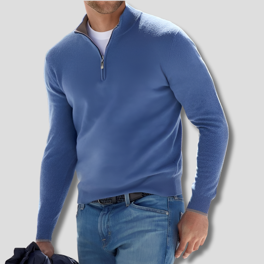 Classic Zip Neck Cotton Sweater