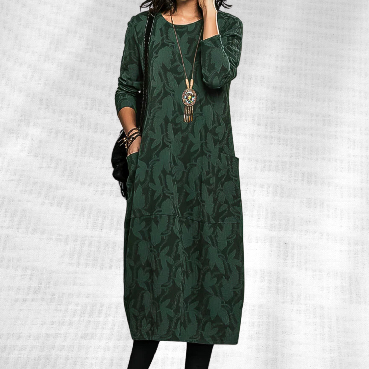 Warm Crew Neck Winter Dress - Olytrend