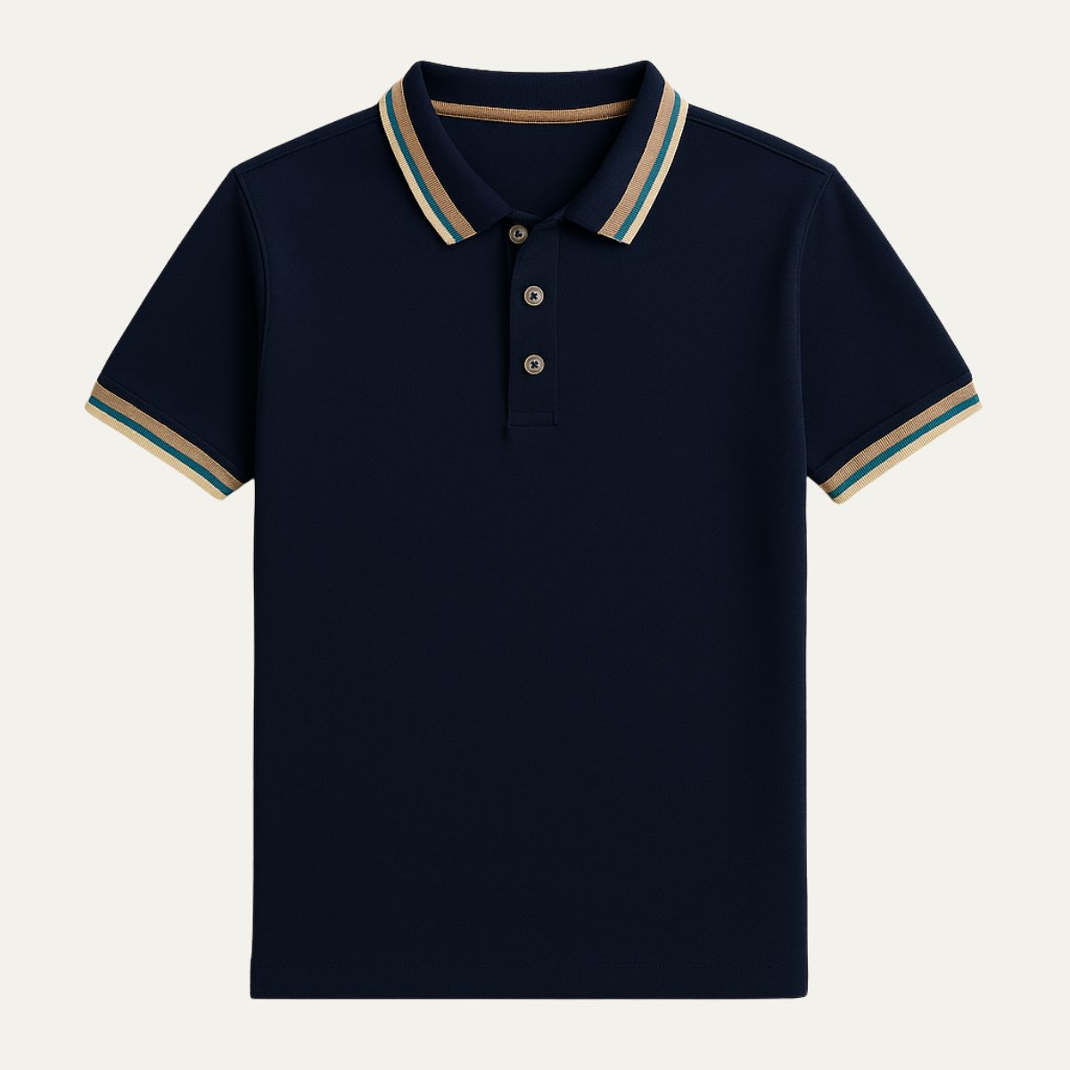 Classic Navy Blue Striped Polo Shirt