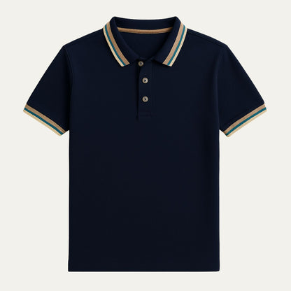 Classic Navy Blue Striped Polo Shirt