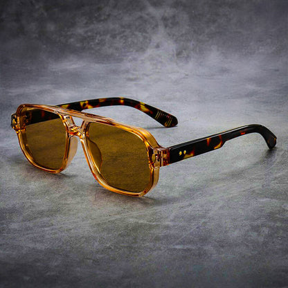 Large Frame Trendy Acetate Sunglasses with Double Bridge