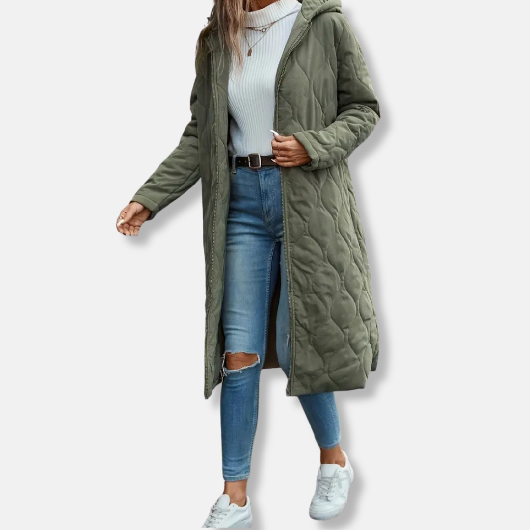 Warm Padded Parka Jacket | Long Zip Up Coat - Nocini