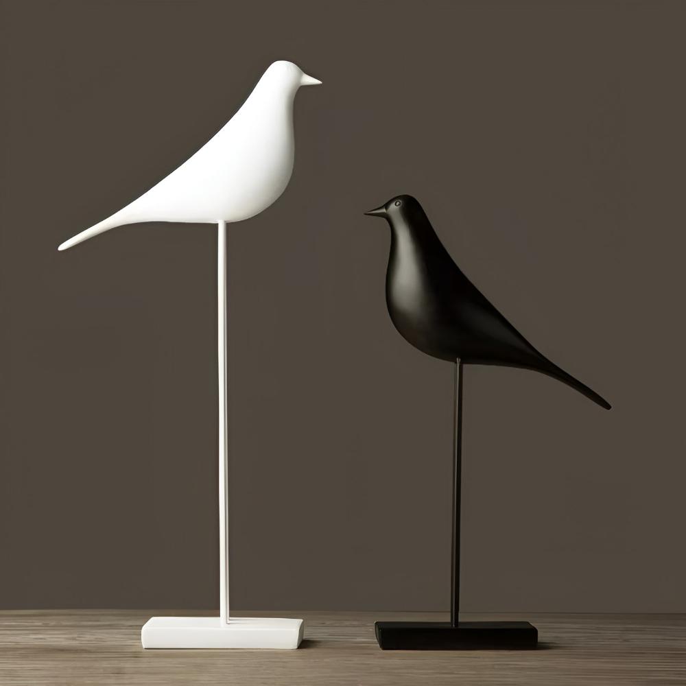 Sleek Silver Bird Statue Decoration - Nocini