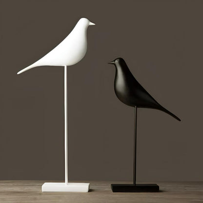 Sleek Silver Bird Statue Decoration - Nocini