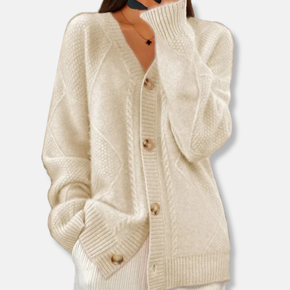 Casual Open Front Cable Knit Cardigan - Nocini