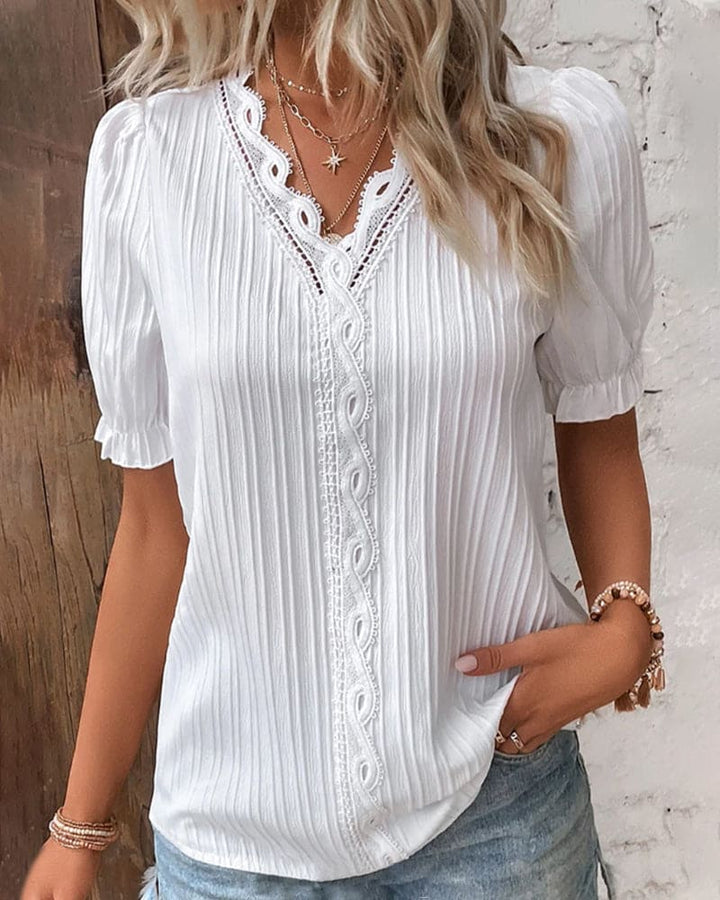 Chic V Neck Lace Women's Top