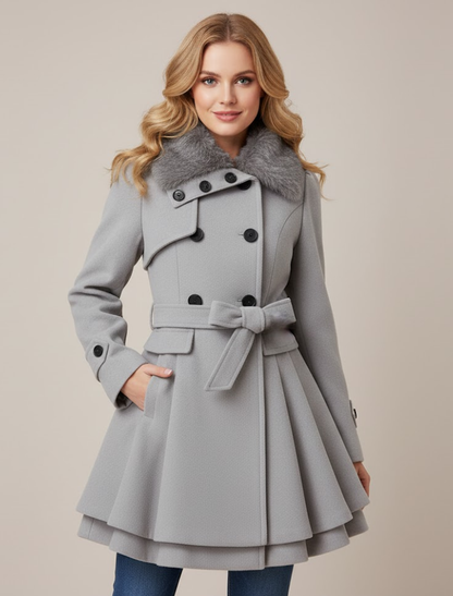 Luxury Faux Fur Lined Trench Coat for Women