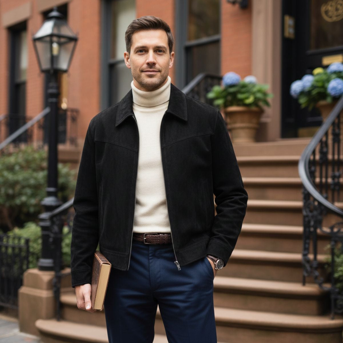Luxury Suede Bomber Jacket For Men