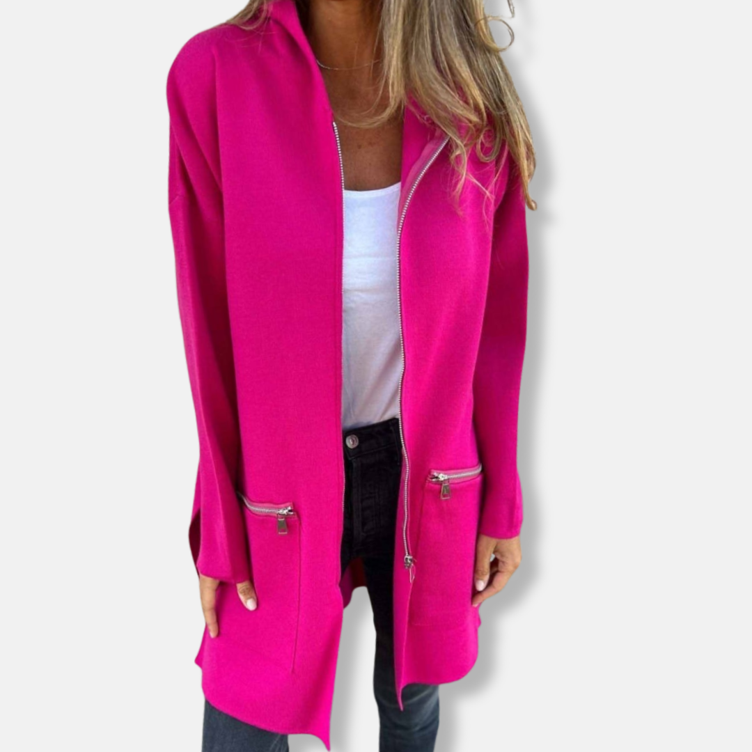 Plush Large Zip Up Hoodie Cardigan - Nocini