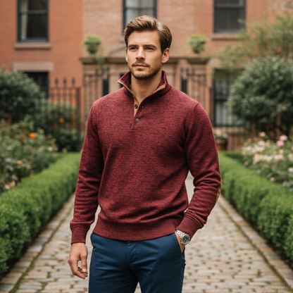 Classic Men's Cable Knit Sweater with Patch Elbows