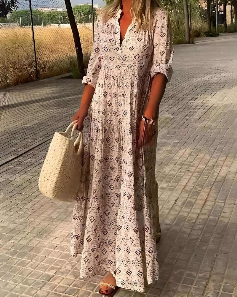 Retro Floral Maxi Summer Dress - Olytrend
