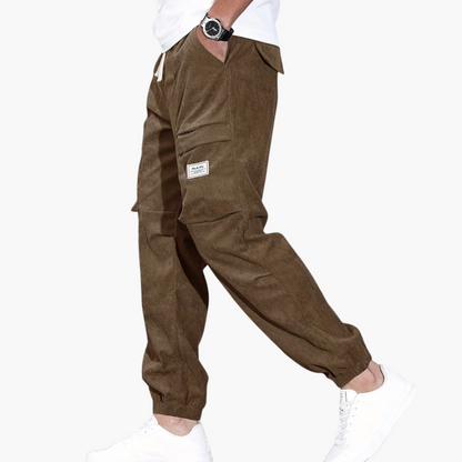 Comfortable Mens Corduroy Trousers with Pockets - Olytrend
