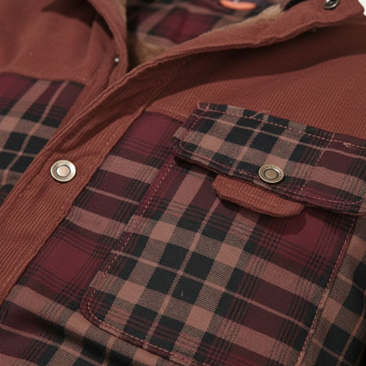 Warm Plaid Check Men's Winter Coat