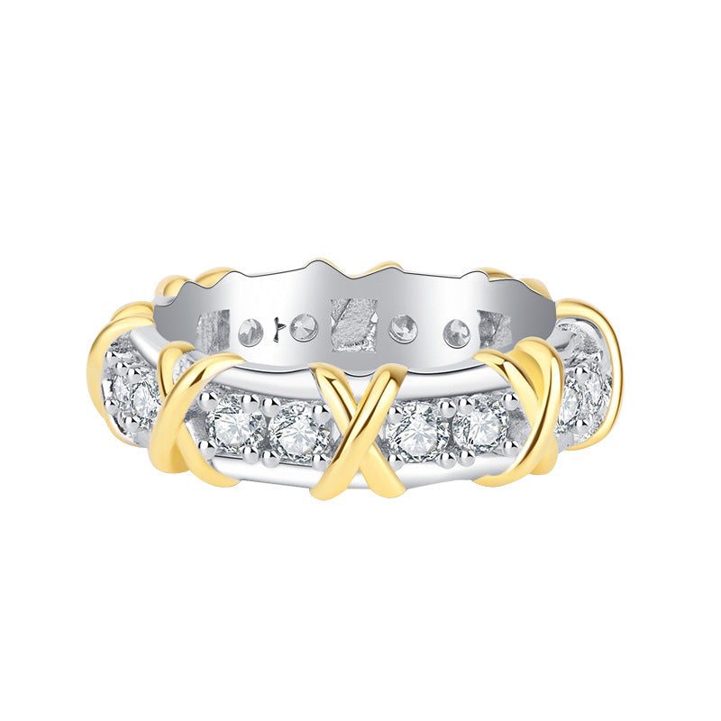 Silver Geometric Ring with Sparkling CZ Stones - Pexav