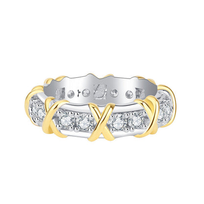 Silver Geometric Ring with Sparkling CZ Stones - Pexav