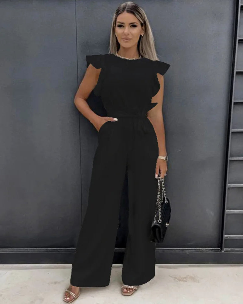 Chic One Piece with Ruffle Sleeves - Olytrend