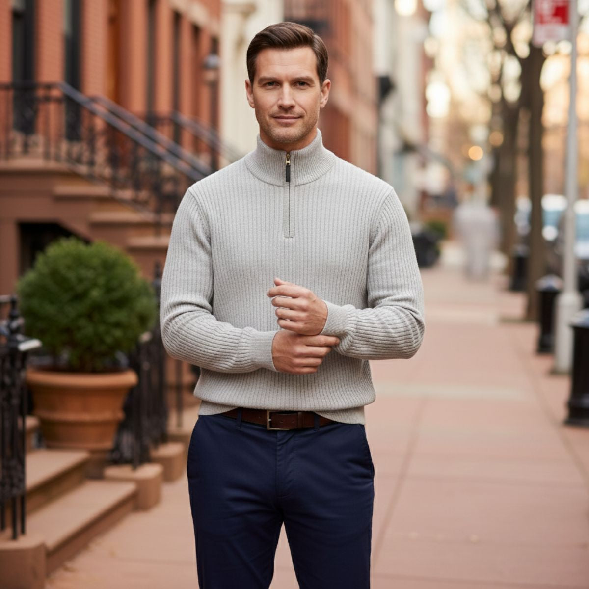 Classic Quarter Zip Men's Sweater - Rich Style