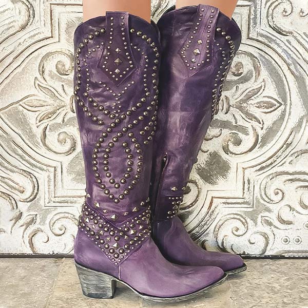 Cowboy Style Tall Riding Boots
