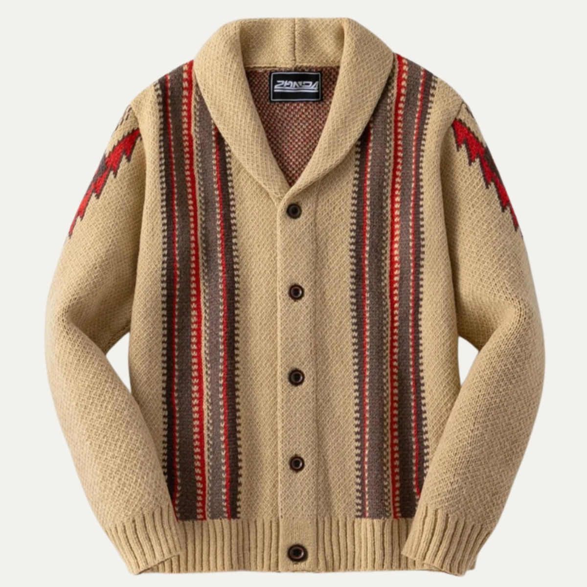 Classic Striped Crew Neck Men's Cardigan Sweater - Nocini