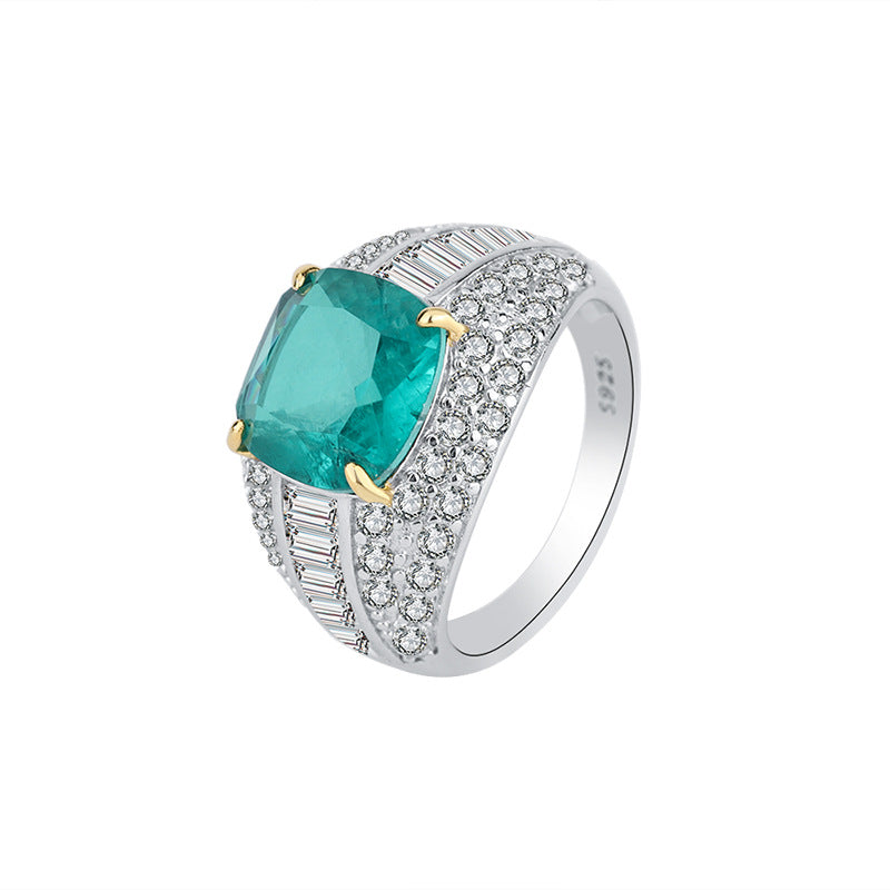 Green Stone Sterling Silver CZ Ring - Pexav