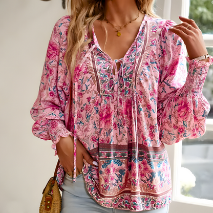 Classic Flower Patterned Top - Olytrend