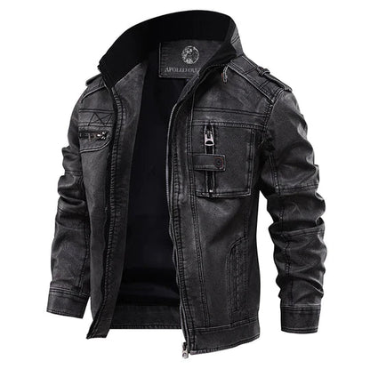 Classic Mens Brown Leather Motorcycle Jacket - Nocini
