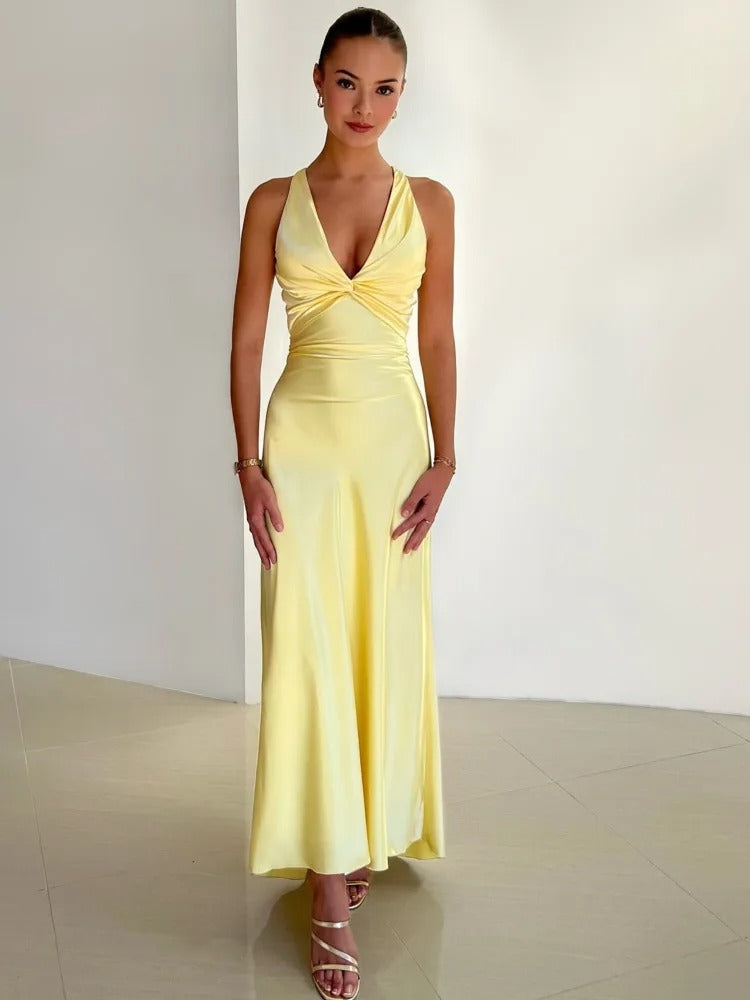 Chic Ladies' Strapless Satin Summer Dress