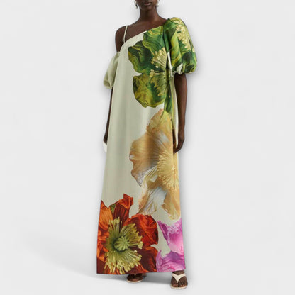 Elegant Long Dress with Off Shoulder Neckline
