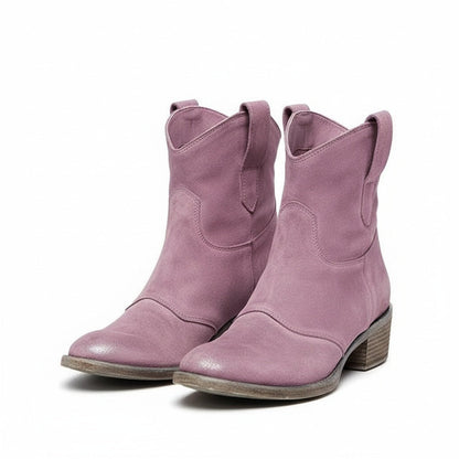 Retro Western Low Ankle Boots