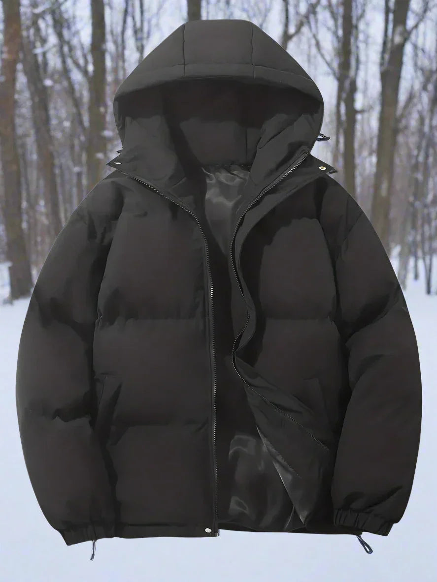 Men's Insulated Puffer Jacket with Hood and Zip