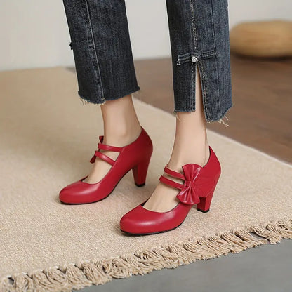 Ladies Elegant Double Buckle Low Heels