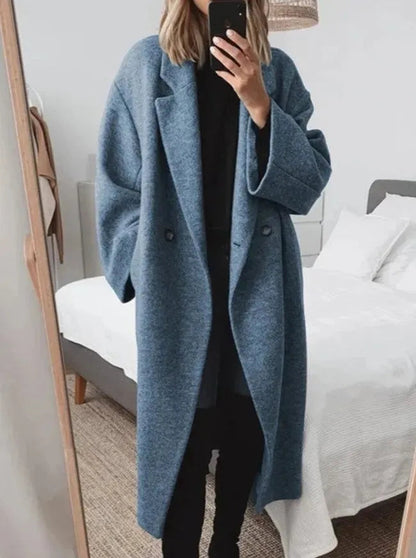 Luxurious Women's Long Wool Trench Coat