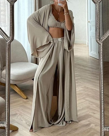 Cozy Cable Knit Cardigan Sweater Set