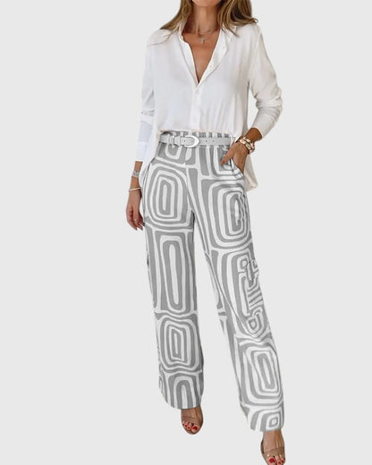 Women's Slim Fit Pants with Free Top and Waist Belt