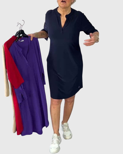 Classic Fit V Neck Mini Dress