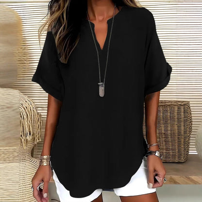 Comfortable V-Neck Short Sleeve Women's Top