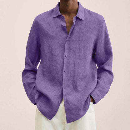 Casual Mens Button Down Shirt Natural Breathable Cotton