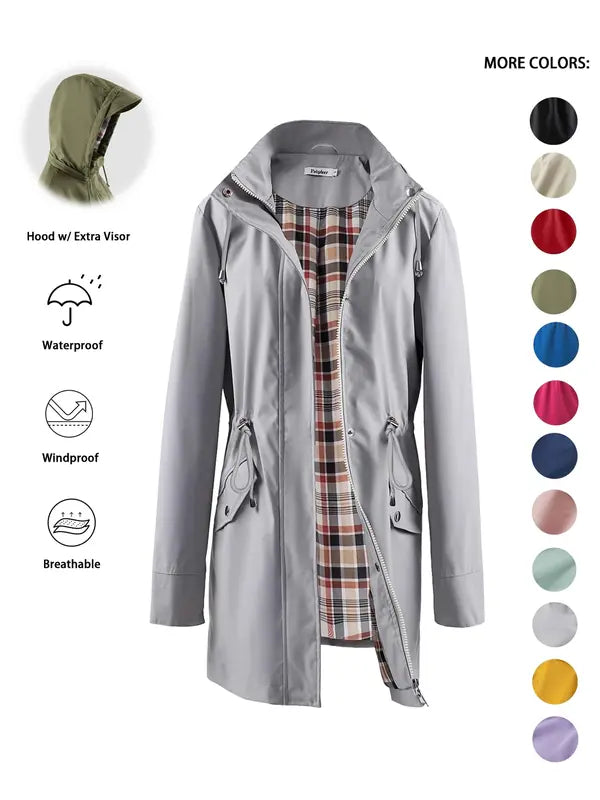 Relaxed Fit Hooded Water Resistant Trench Coat