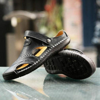 Comfortable Men's Airy Leather Sandals - Olytrend