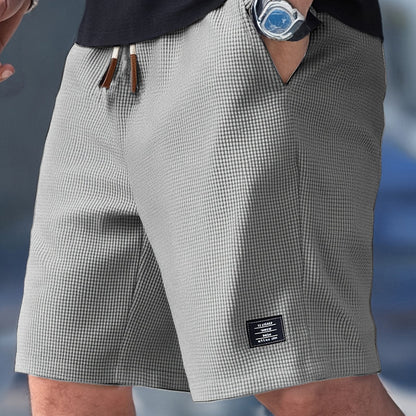 Men's Elastic Waist Shorts with Pockets and Soft Knit Fabric
