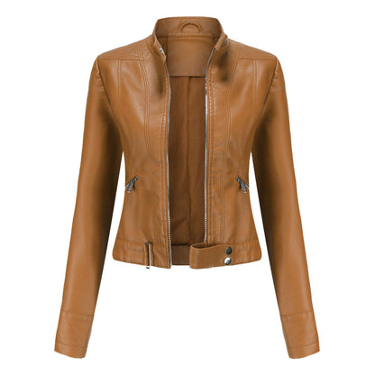 Classic Biker Leather Jacket with Zip Up Design