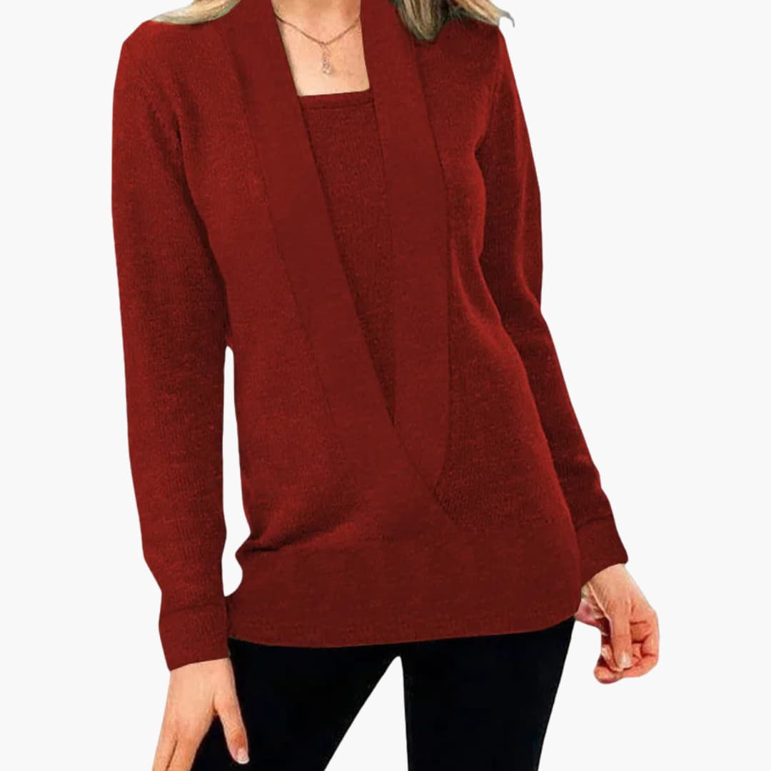 Ladies' V-Neck Long Sleeve Winter Sweater