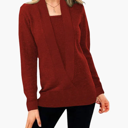 Ladies' V-Neck Long Sleeve Winter Sweater
