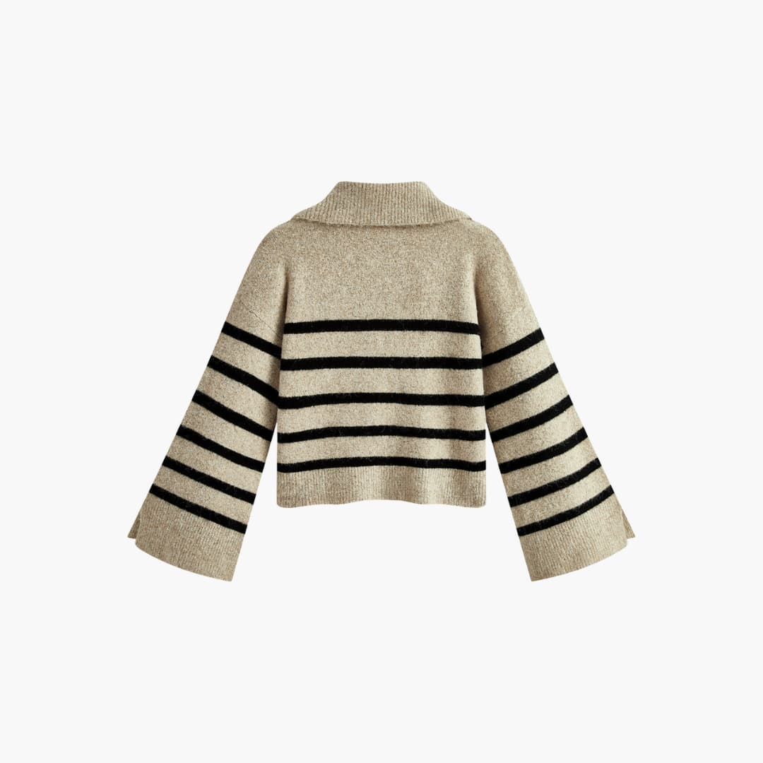 Ladies' Striped V-Neck Sweater Top