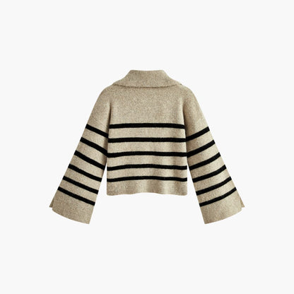 Ladies' Striped V-Neck Sweater Top