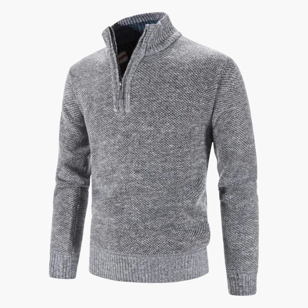 Warm Textured Men's Half Zip Sweater