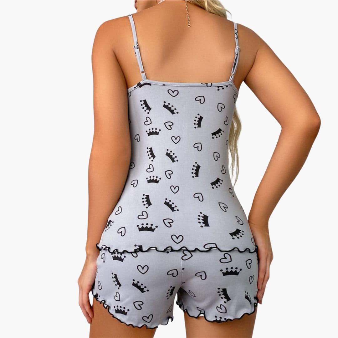 Ladies' Sleepwear Set with Tank Top and Patterned Shorts