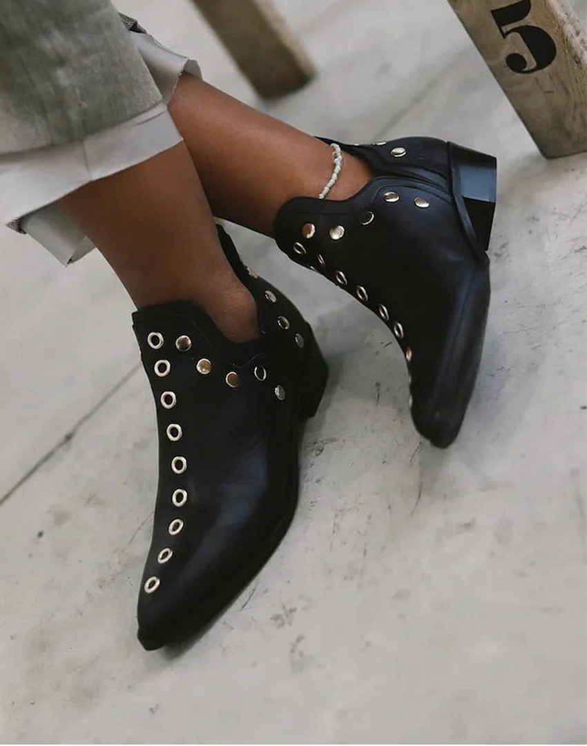 Edgy Studded Ankle Boots - Olytrend