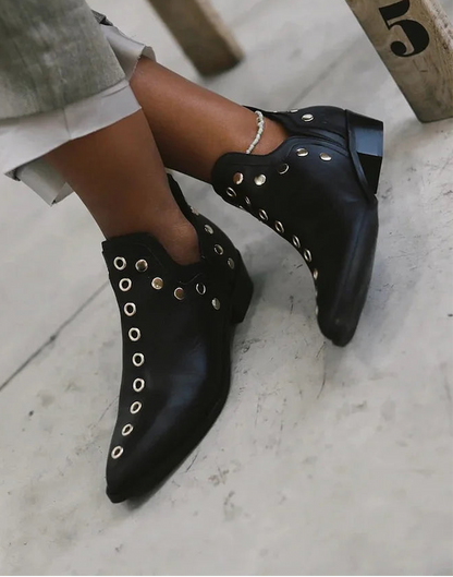 Edgy Studded Ankle Boots - Olytrend