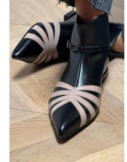 Sharp Pointy Block Heel Ankle Boots - Olytrend